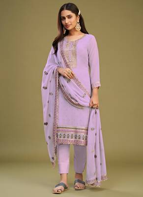 Lavender georgette embroidery designer salwar suit 2