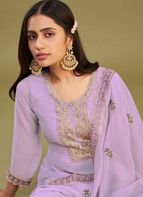 Lavender georgette embroidery designer salwar suit 3