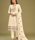 Off white georgette embroidery designer salwar suit