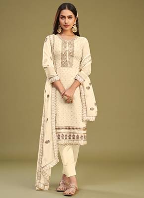 Off white georgette embroidery designer salwar suit 2