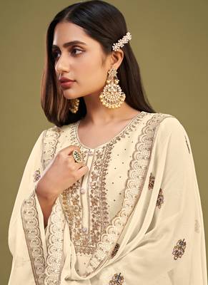 Off white georgette embroidery designer salwar suit 3