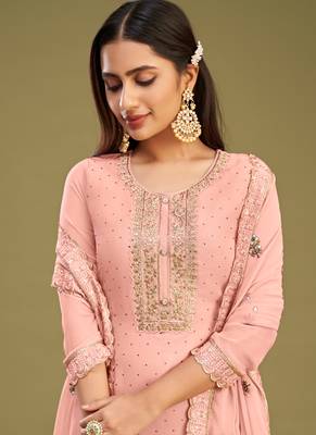 Light peach georgette embroidery designer salwar suit 3