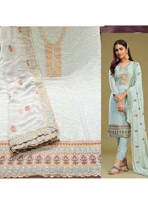 Firozi georgette embroidery designer salwar suit 5