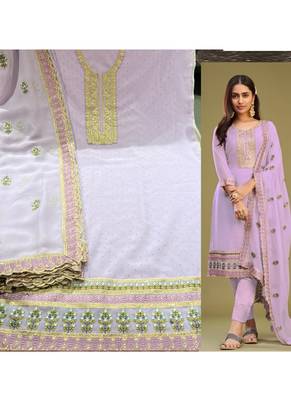 Lavender georgette embroidery designer salwar suit 4