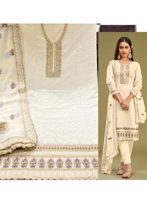 Off white georgette embroidery designer salwar suit 5