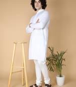 Sultan cream cotton blend embroidery  kurta for men