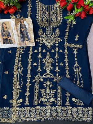 Blue floral embroidered with sequins georgette salwar suit 3