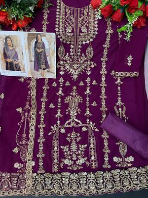 Purple floral embroidered with sequins georgette salwar suit 3