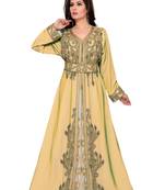 Beige & White color luxurious Full Sleeves Handmade Moroccan Kaftan .