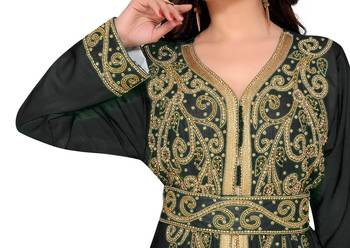 Black & White color Full Sleeves Handmade Moroccan Kaftan  2