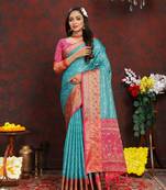 Soft Organza Silk Blend Saree With Meenakari Weaving Design Pallu & Border |Brand|