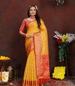 Soft Organza Silk Blend Saree With Meenakari Weaving Design Pallu & Border |Brand|