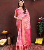 Soft Organza Silk Blend Saree With Meenakari Weaving Design Pallu & Border |Brand|