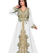 Off-White & White color luxurious Full Sleeves Handmade Moroccan Kaftan .