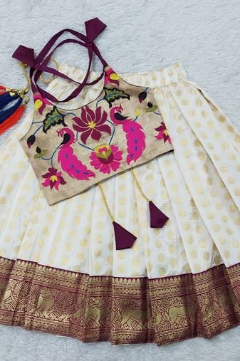 Baby Girl's Purple Readymade Lehenga Choli For Kids