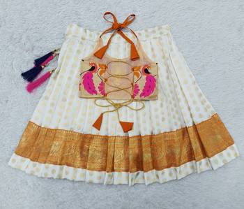 Baby Girl's Orange Readymade Lehenga Choli For Kids 2
