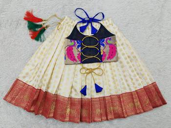 Baby Girl's Royal Blue Readymade Lehenga Choli For Kids 2