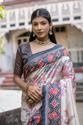 Black Soft Tussar silk blend Blend Saree Festive Wear