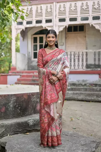 Coffee Soft Tussar silk blend Blend Saree Festive Wear