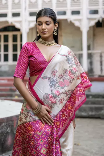 Rani Soft Tussar silk blend Blend Saree Festive Wear