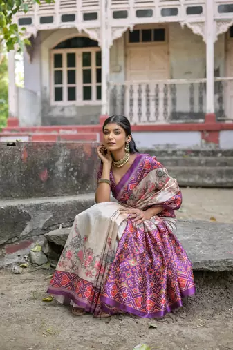 Wine Soft Tussar silk blend Blend Saree Festive Wear