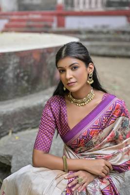 Wine Soft Tussar silk blend Blend Saree Festive Wear 4