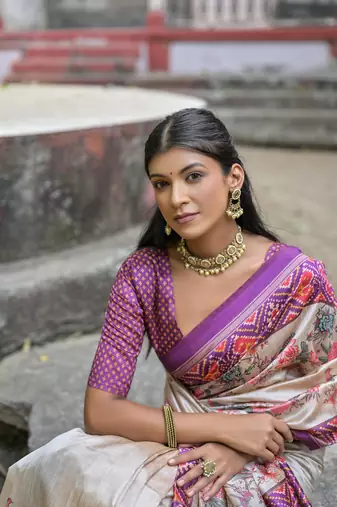 Wine Soft Tussar silk blend Blend Saree Festive Wear