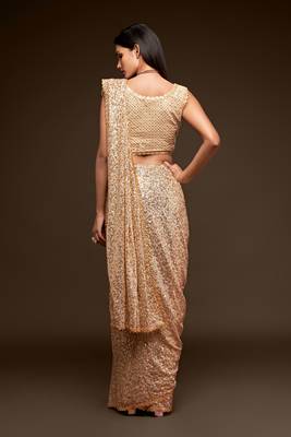 Meghalya Ivory Georgette Thread & Multiple Sequin Embroidered Saree 5