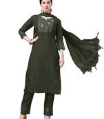 Dark Green Cotton Blend Kurta Set