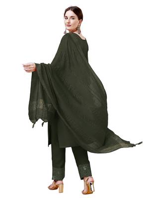 Dark Green Cotton Blend Kurta Set 2