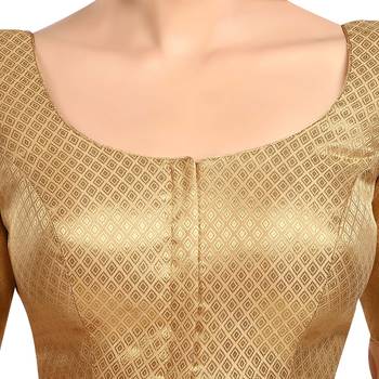 Golden Rhombus Woven Round Neck Half Sleeves Readymade Blouse 5