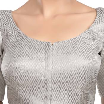 Silver Zigzag Woven Round Neck Half Sleeves Readymade Blouse 5