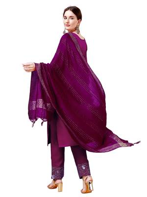 Purple Cotton Blend Kurta Set 2