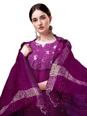 Purple Cotton Blend Kurta Set 4