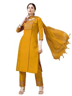 Yellow Cotton Blend Kurta Set 1