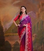 Pink Pedding,Sequance Embroidery Work Georgette Free Size Partywear Saree Saree