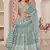 Ocean Blue Butterfly Net Embroidery Thread Designer Lehenga