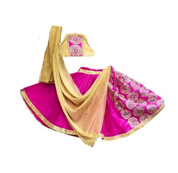 Aglare Brocade ,cotton ethnic Lehenga choli for small girls,Girls,Baby girls,kids. Pink Gold 4