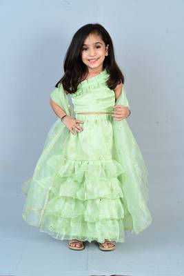 Aglare Kids embroidered ,Net ethnic Lehenga choli for small girls,Girls,Baby girls,kids.Pista 1