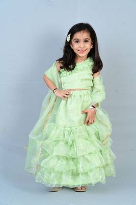 Aglare Kids embroidered ,Net ethnic Lehenga choli for small girls,Girls,Baby girls,kids.Pista 2