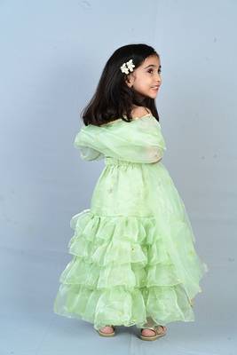 Aglare Kids embroidered ,Net ethnic Lehenga choli for small girls,Girls,Baby girls,kids.Pista 3