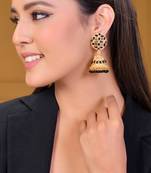 Gold plated black beaded  jumka earring