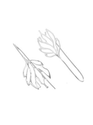 Silver plated leaf shape drop earrings for women 3