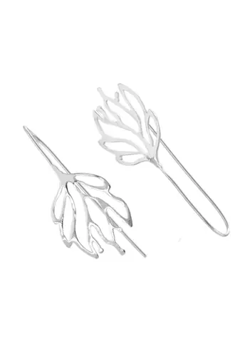Silver plated leaf shape drop earrings for women