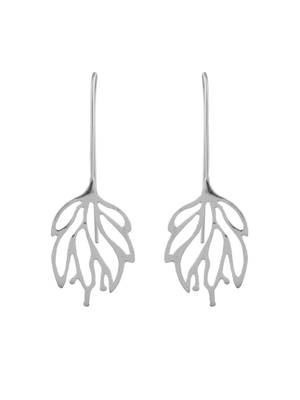 Silver plated leaf shape drop earrings for women 4