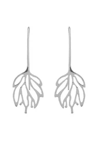 Silver plated leaf shape drop earrings for women