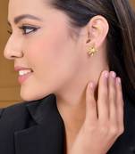 Gold plated floral shape small stud earrings for women