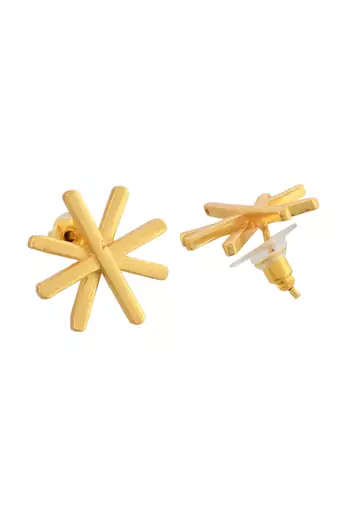 Gold plated floral shape small stud earrings for women
