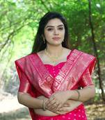 Koram Rani pink Bandhej With kanjivaram silk blendBorder With Zari Weaving Pallu Saree With Blouse For Women