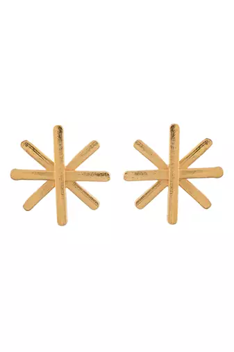 Gold plated floral shape small stud earrings for women
